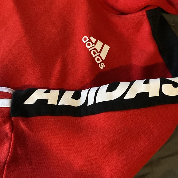 Boys XL Adidas hoodie Red with black and white detailing - Picture 3 of 7